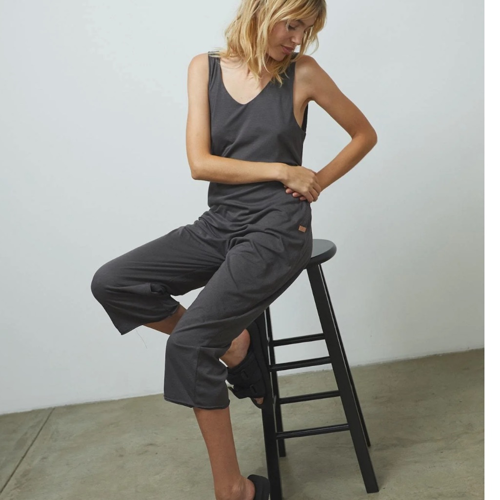 Lunya Women’s Loungewear Supima Cotton Romper Pajama In Meditative Grey Size Xl
